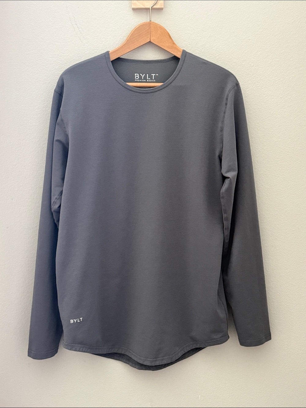 BYLT Drop Cut Lux Men's Long Sleeve Crewneck Shirt - Gray Size Medium
